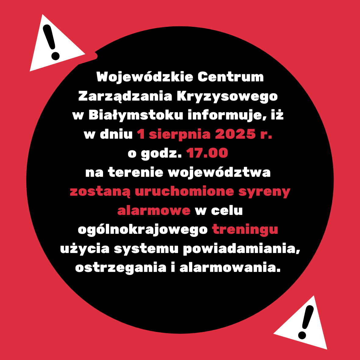 Czerwona Czarno biała Duża Ostrzegawcza Naklejka