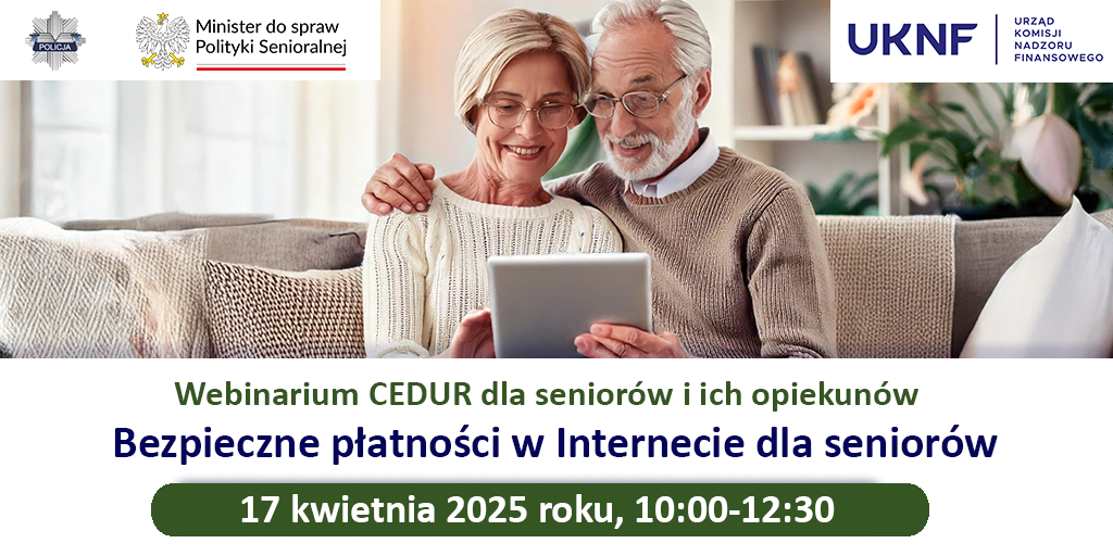 Zał. 2 Grafika webinarium CEDUR dla seniorów i ich opiekunów 17 kwietnia 2025 roku