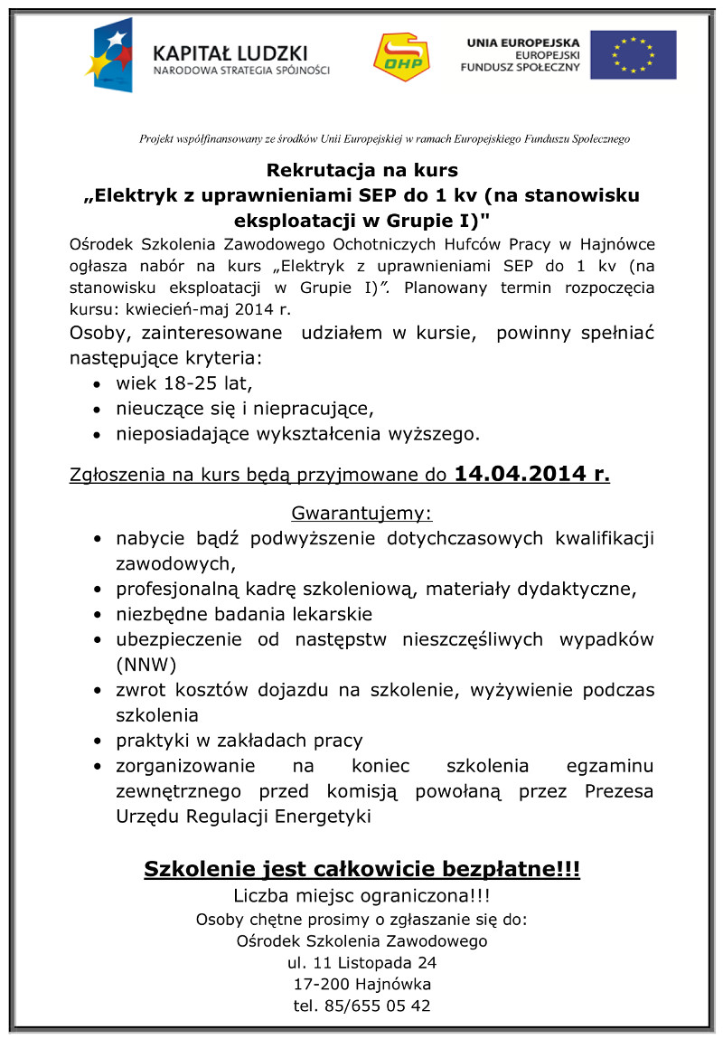 Kurs elektryka z uprawnieniami SEP